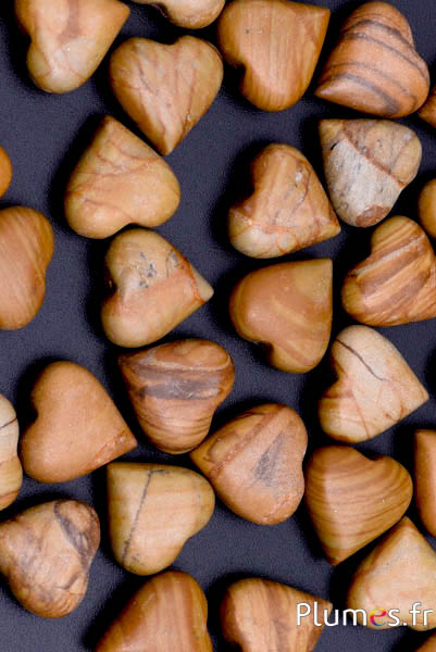 Cuore in pietre -  18 x 18 x 8 mm, buco 1 mm - marroni